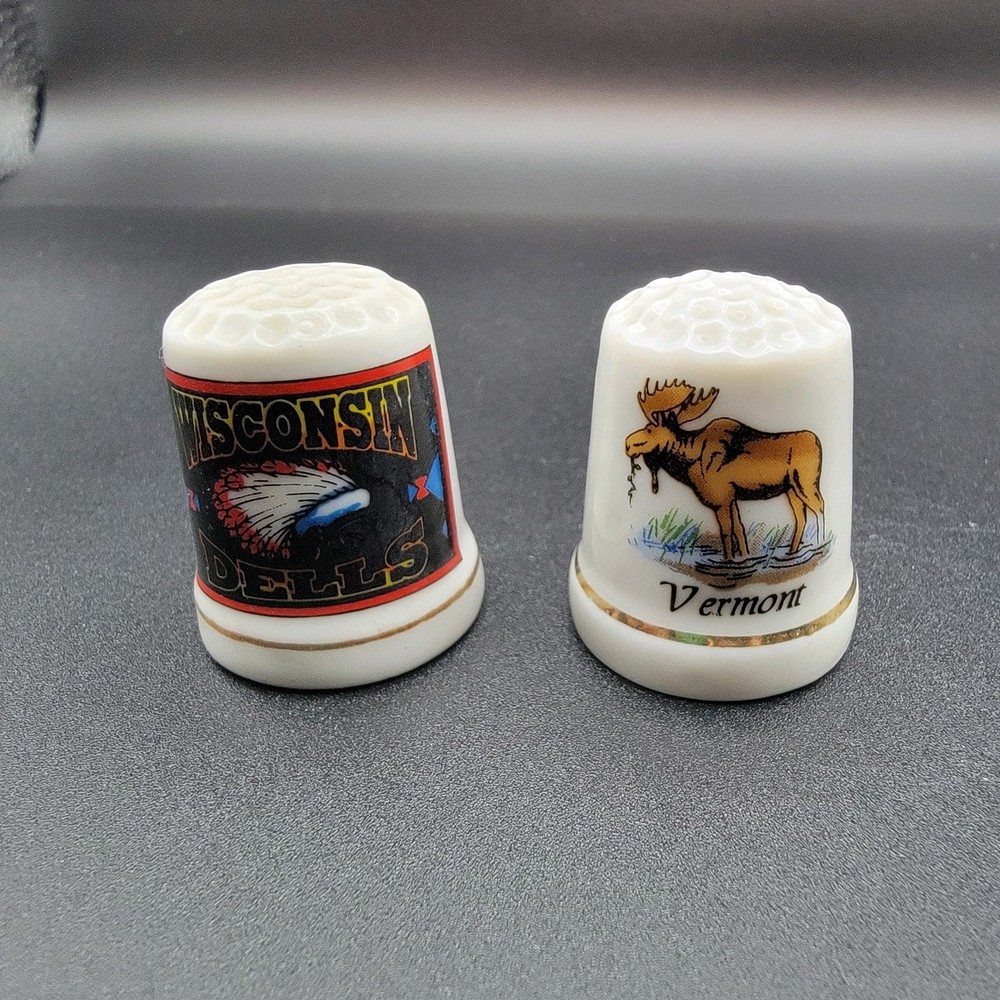 8 Collectible Ceramic Thimbles From Various Locations