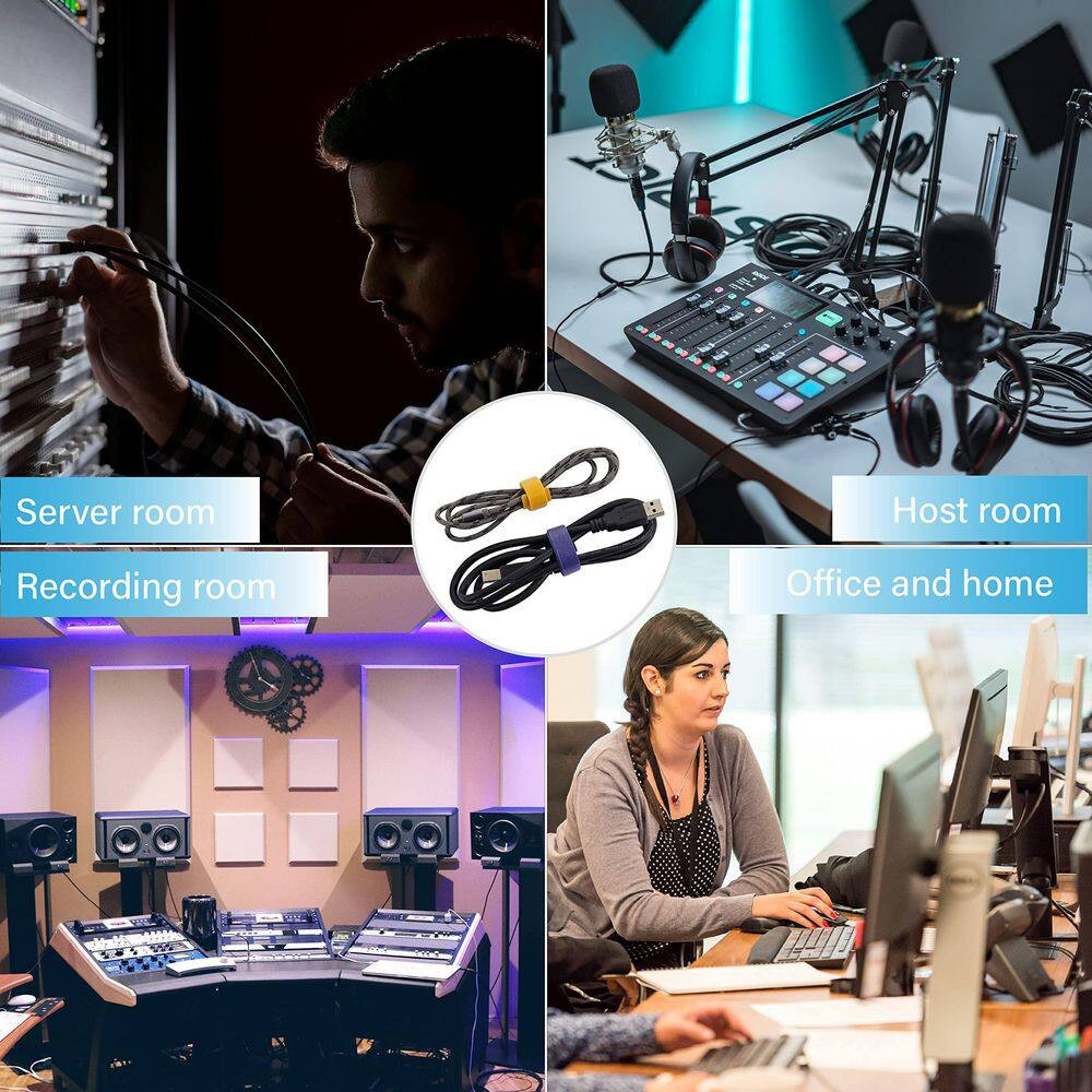 Reusable 8 Inch Cable Ties with Hook and Loop Adjustable Cable Management Straps