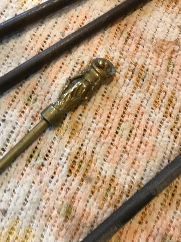 Three pieces Antique fireplace tools poker Tong Fork
