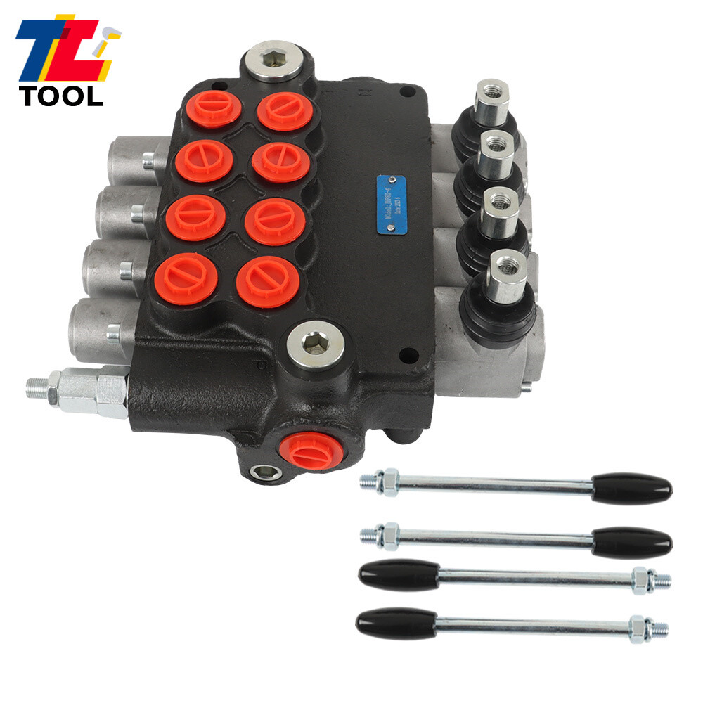 4 Spool 21 GPM 3600 PSI Hydraulic Control Valve Double Acting SAE Ports