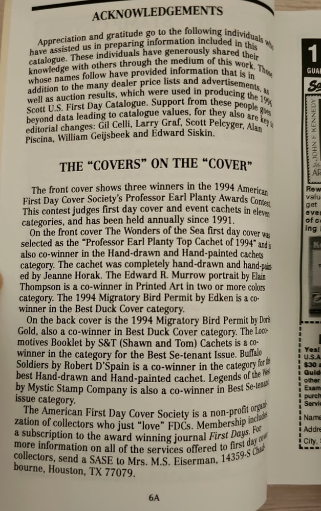 Vtg. 1996 SCOTT U.S. First Day Cover Catalogue & Checklist Book