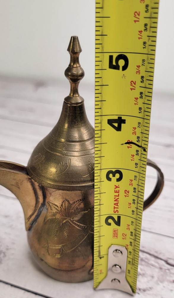 Decorative Middle Eastern Turkish Brass Vtg Coffee Tea Dallah Server