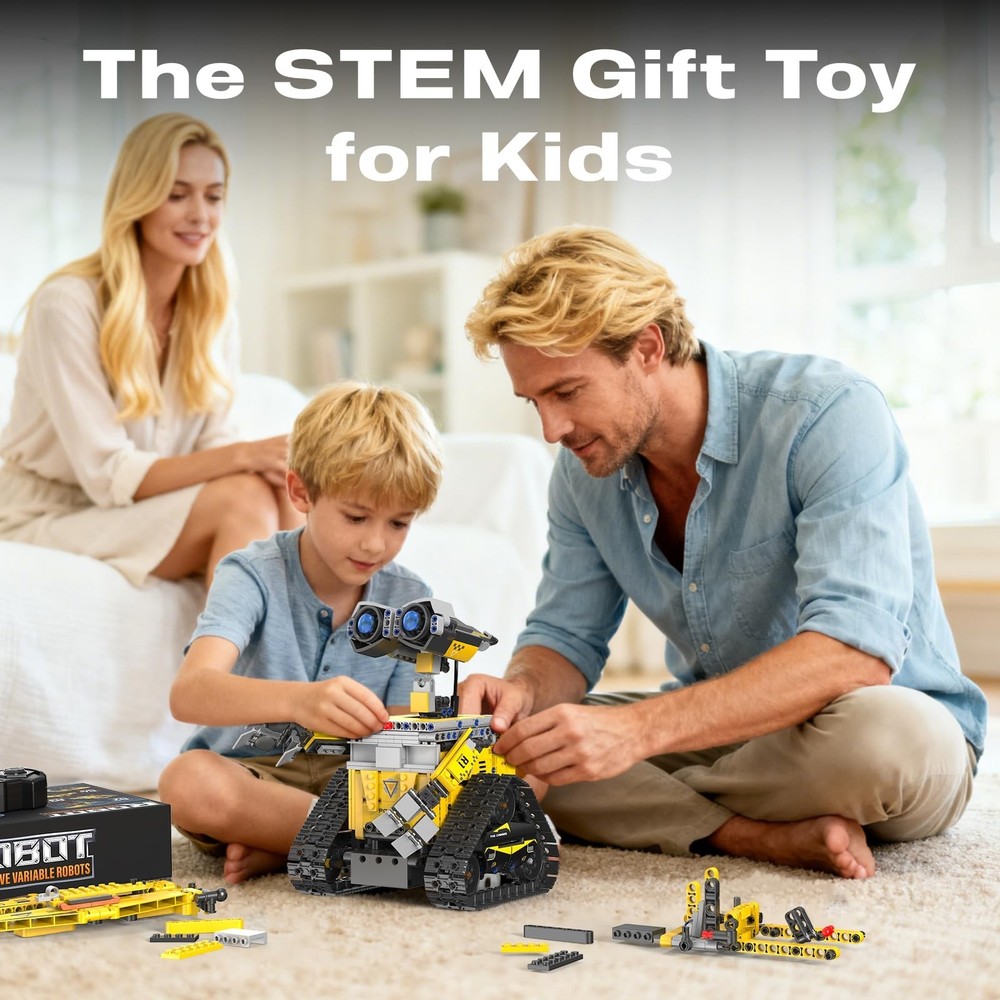 5-in-1 Remote Control Robot Building Kit, 724 Pcs Buildable Model Engineering...