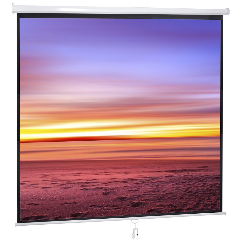 Manual Pull Down Projector Screen 120 Inch Projection Screen 1:1 Home Theater