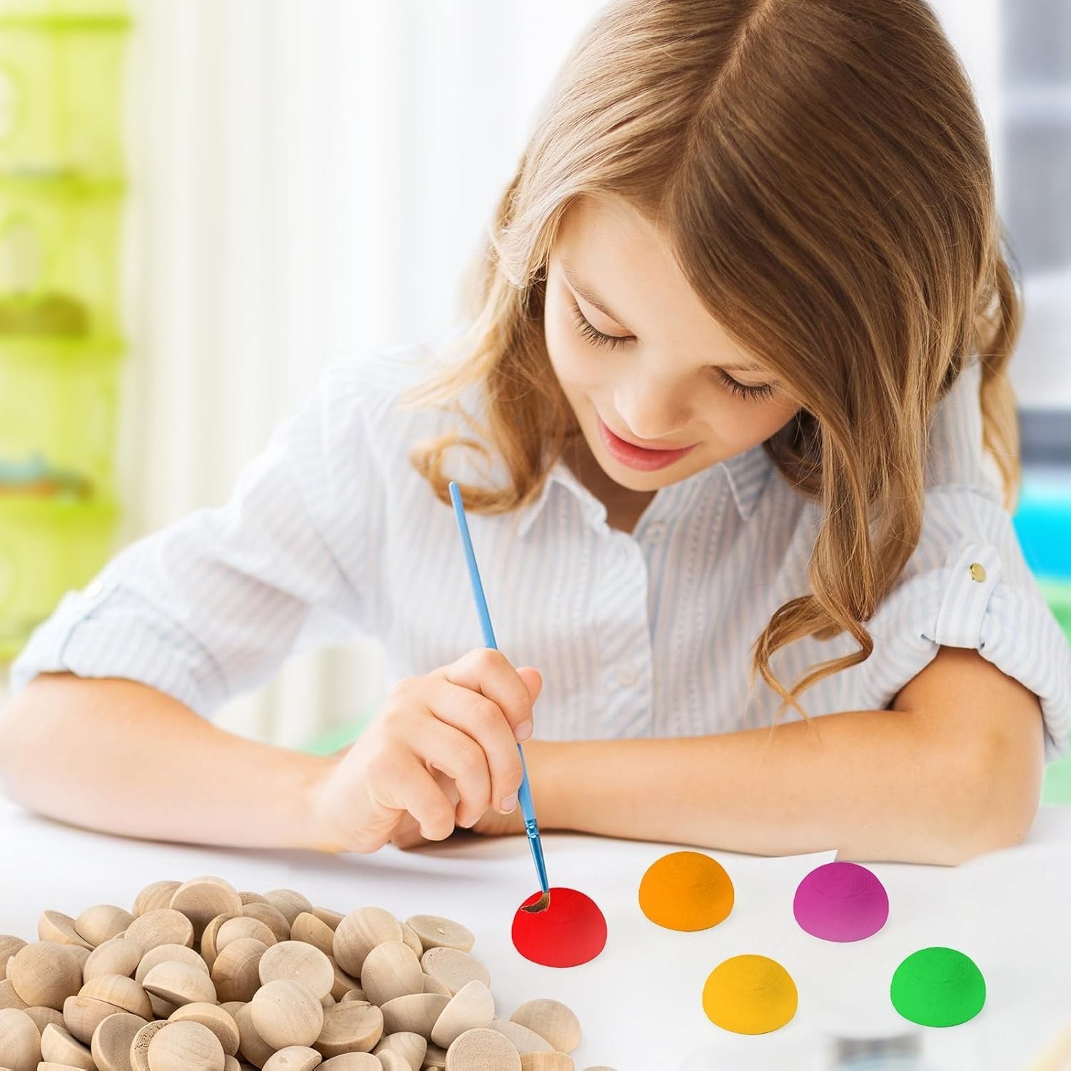 100PCS 1in Half Wooden Balls Unfinished Natural Wood Half Spheres for Crafts DIY