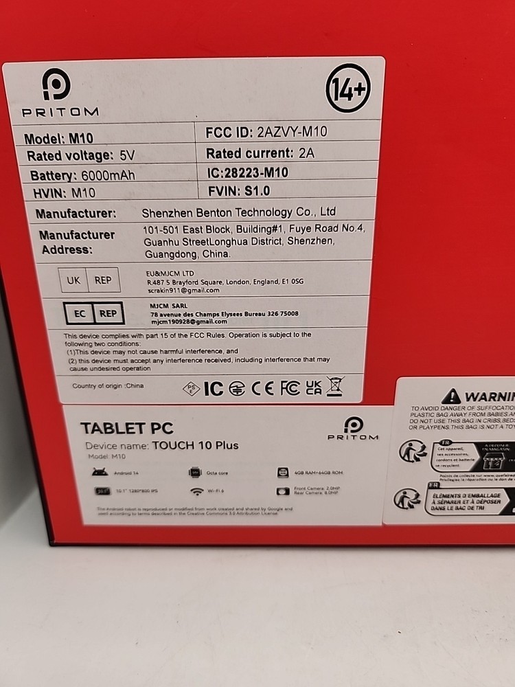 NEW PRITOM Android Tablet 10 inch, M10, 64GB Android Tablet