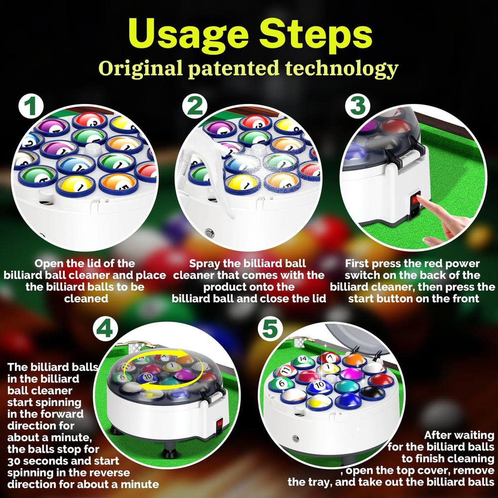 Billiard Cleaning Machine, Pool Polishing Cleaning Machine, Automatic 16 Pool...