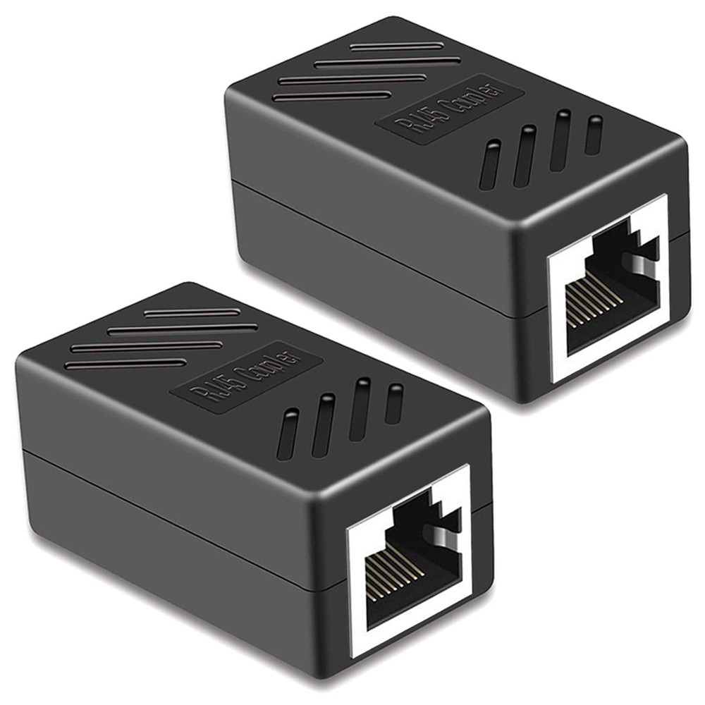 RJ45 Coupler 2 Pack Ethernet Cable Extender Inline LAN Connector Female Black