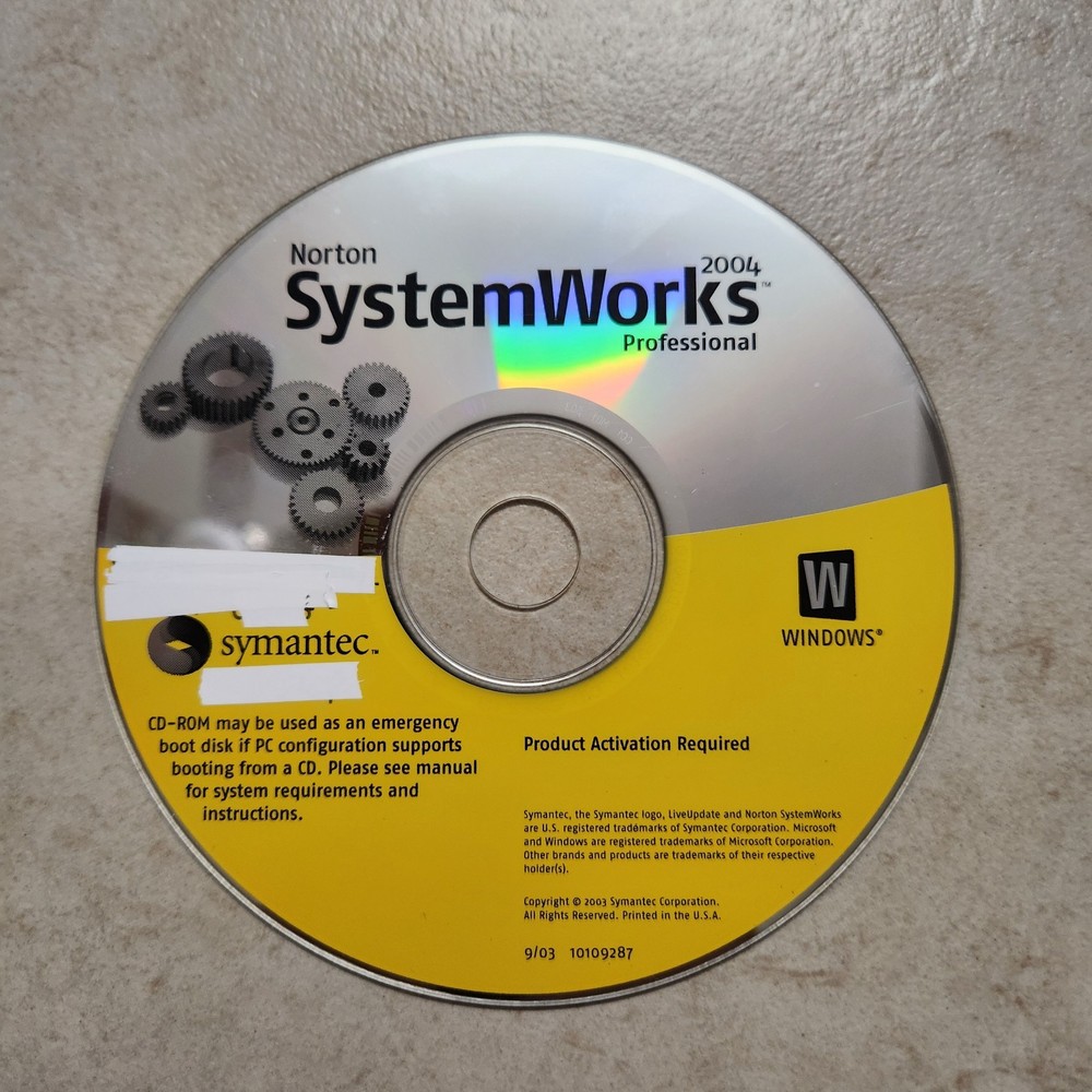 Norton SystemWorks 2004 Professional Software CD (PC; 2004) #2185