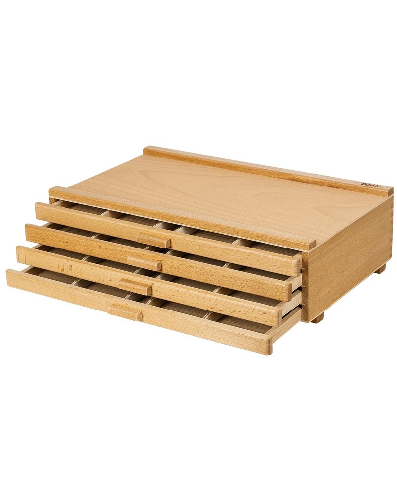 DJAR Basic 4-Drawer Art Supply Storage Box, Portable Premium Beech Wood Organ...