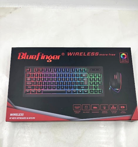 Bluefinger Wireless Keyboard and Mouse-Rainbow Backlight
