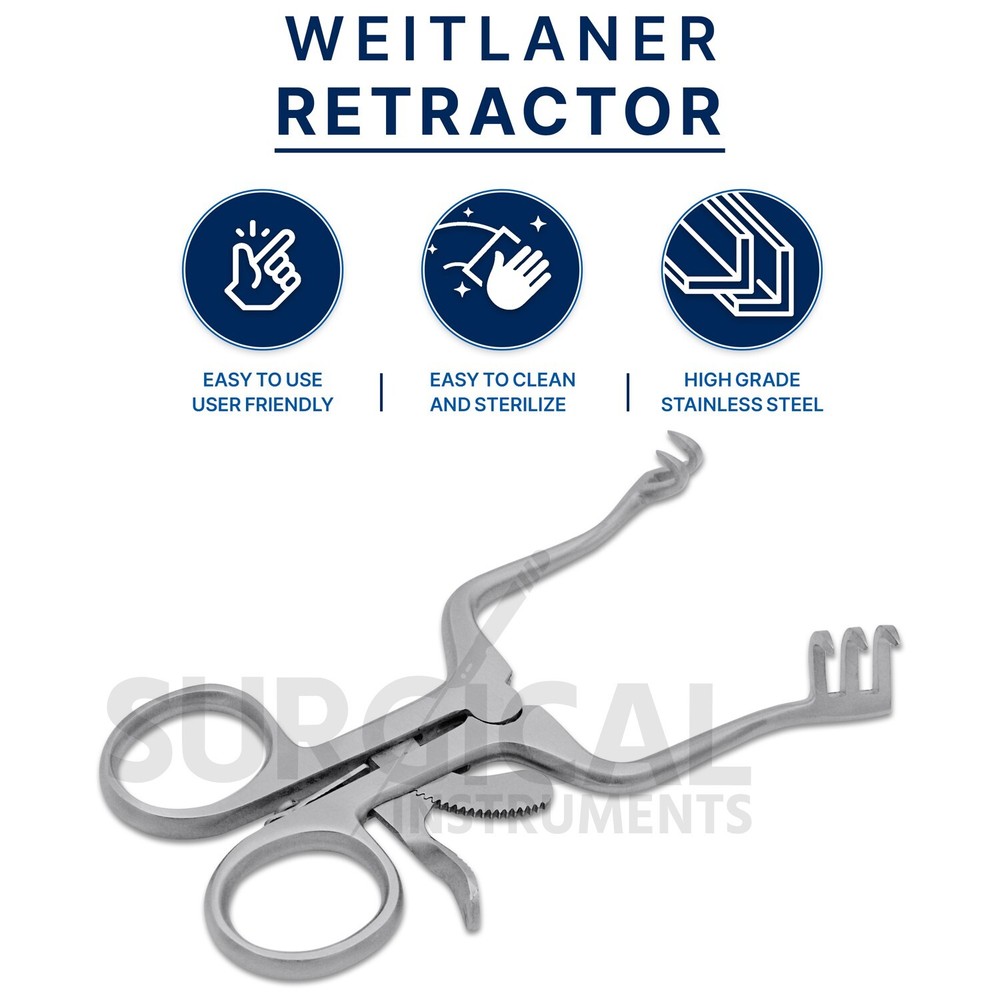 Weitlaner Retractor 4.5" 2x3 Prong SHARP Stainless Steel German Grade