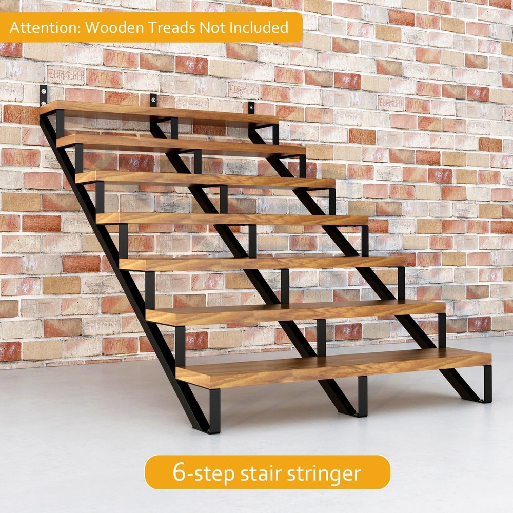 DIYHD Steel Stair Riser 7 Step Stringer for Deck Height 7 Steps, Black