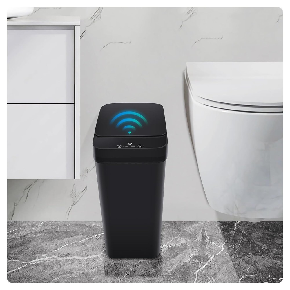 2 Pack Bathroom Trash can,Smart Touchless Can,Automatic Black+Black