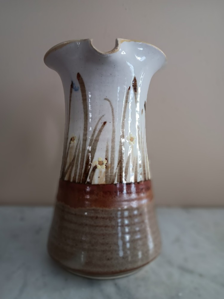 Studio Handcrafted Pottery Handpainted Signed 8 1/2" Pitcher