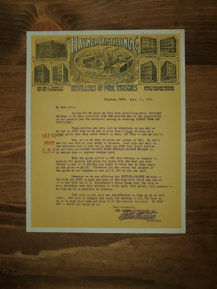 Hayner Distilling Letterhead