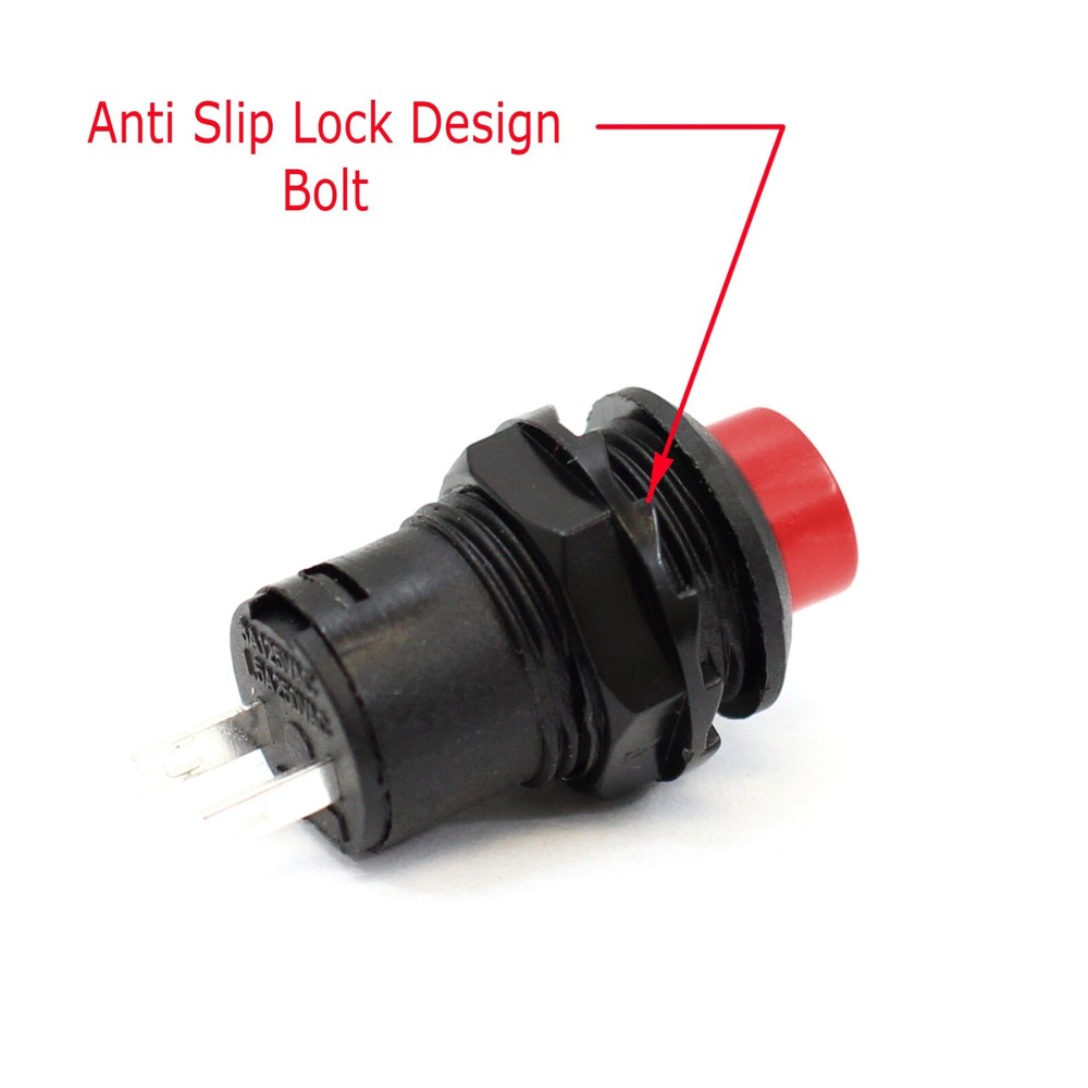3 Pack SPST Normally On Off Open Momentary Push Button Switch Red