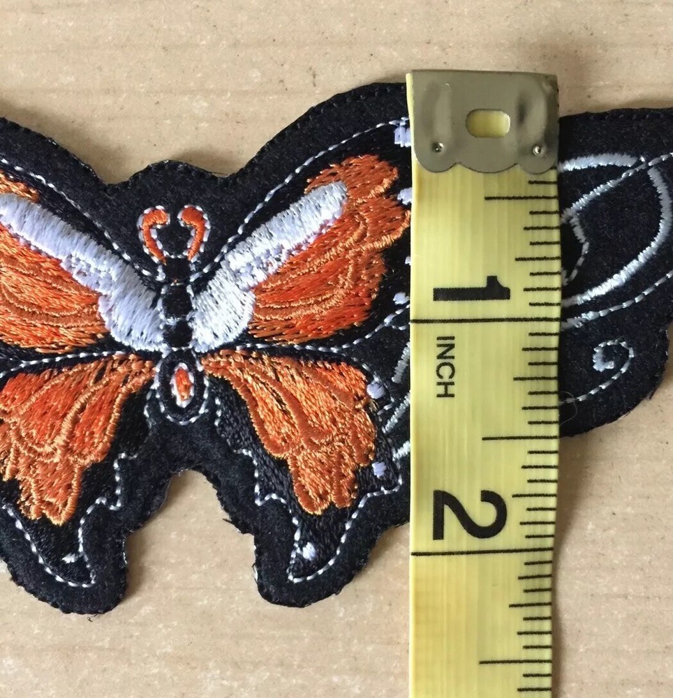 Lethal Threat Embroidered Patch Orange Butterfly Iron / Sew On Biker ST31029