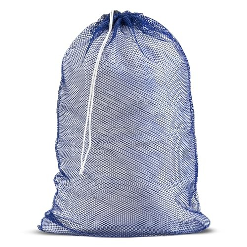 Commercial Mesh Laundry Bag - Sturdy Mesh Material with Drawstring Closure.
