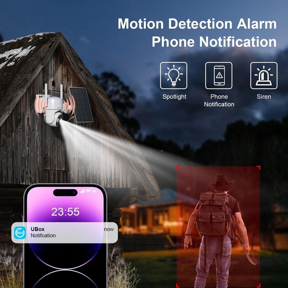 Ubox 4G LTE Cellular Security Camera Outdoor Wireless Night Vision 2K 2-Pack