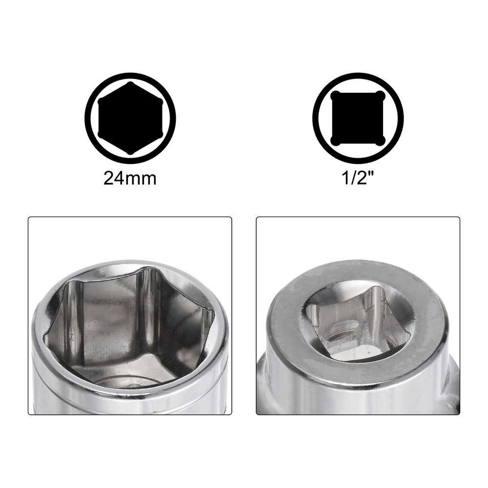 6 Point Shallow Socket 23mm 24mm 1/2" Drive Cr-V