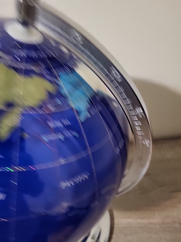 Blue Lapis Semi-Precious Gemstone Table Globe Large Silver Color Stand