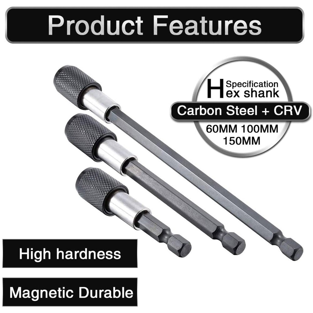 6pcs 1/4 Hex Shank Holder Drill Bit Screwdriver Extension Quick Release Magnetic
