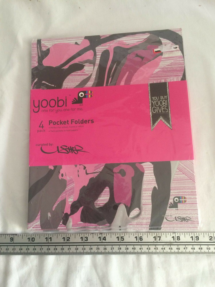 yoobi 8 fancy pocket folders pink