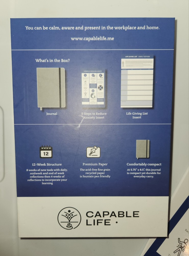 Capable Life Calm Aware Present 12wk Anxiety Journal