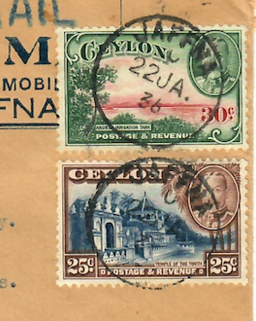 1936 Ceylon Airmail Cover – Michelin Tire Agent to Indianapolis (C025)