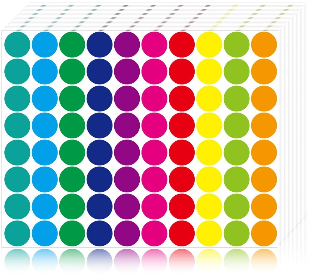 1400 PCS Colored Dot Stickers Round Color Coding Labels Polka Circle Dot Labe...