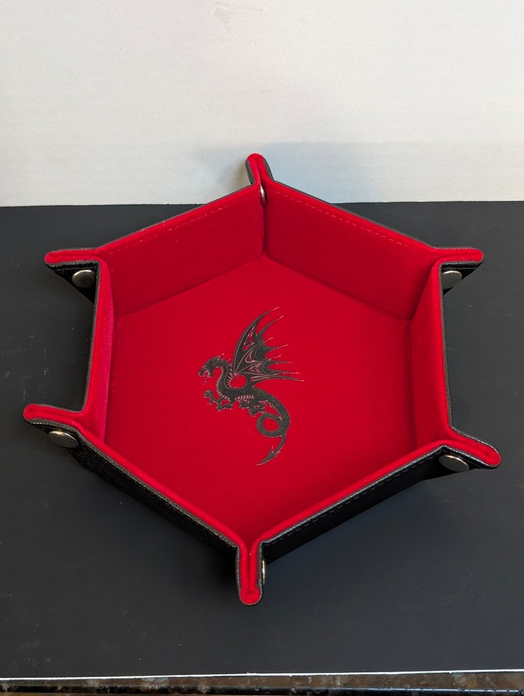 Hexagon Folding Dice Tray (Red Dragon) D&D