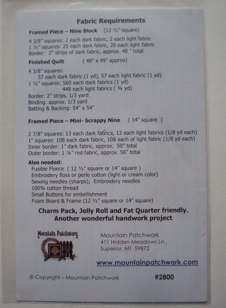 Scrappy Nine using Double stitch pieced quilt pattern *G