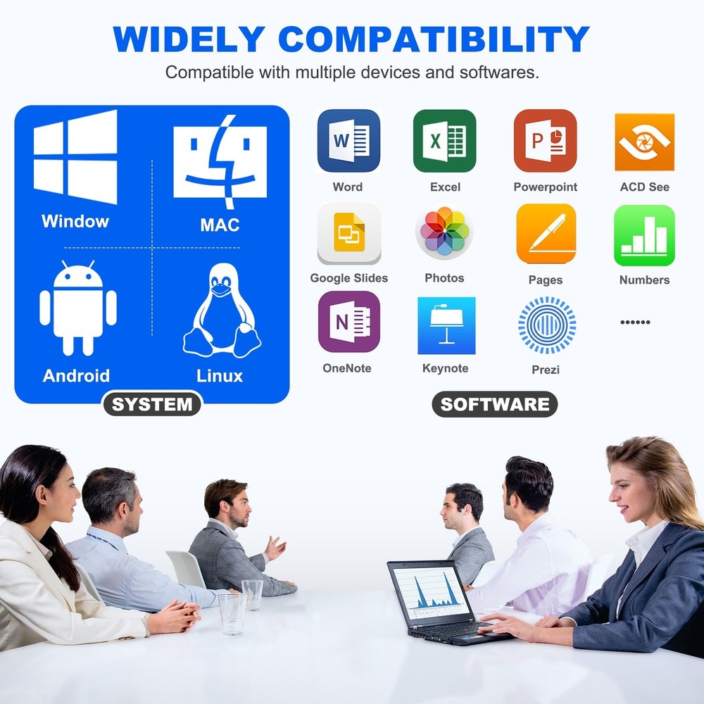 Wireless Presentation Clicker with Telescopic Pointer Stick,Rechargeable Pres...