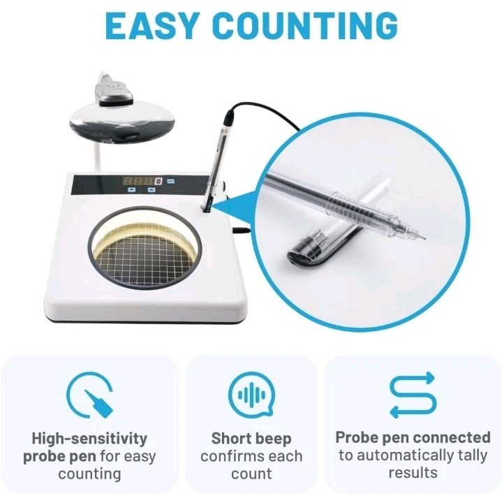 Digital Colony Counter with High-Sensitivity Counting Probe Pen for Accurate...