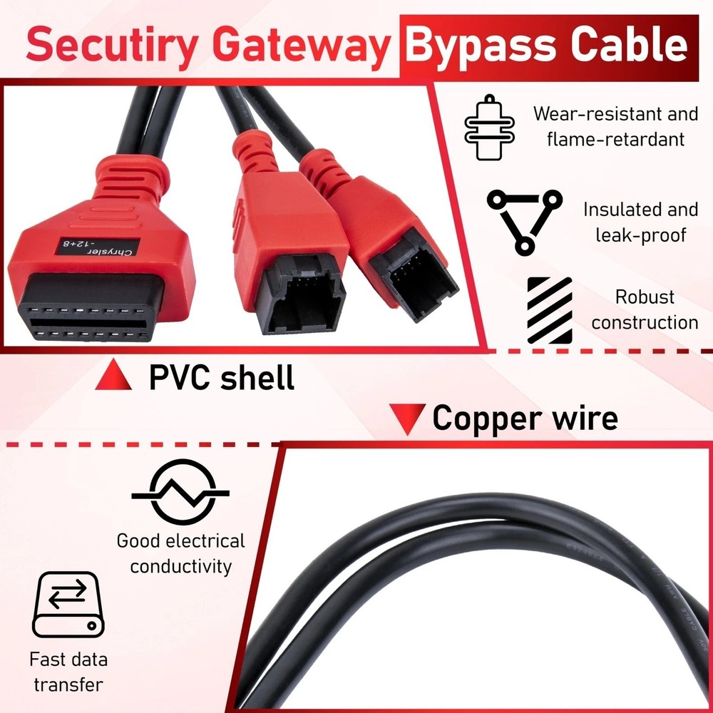 Security Gateway Bypass Cable 12+8 Pin OBD2 Adapter for Chrysler Dodge