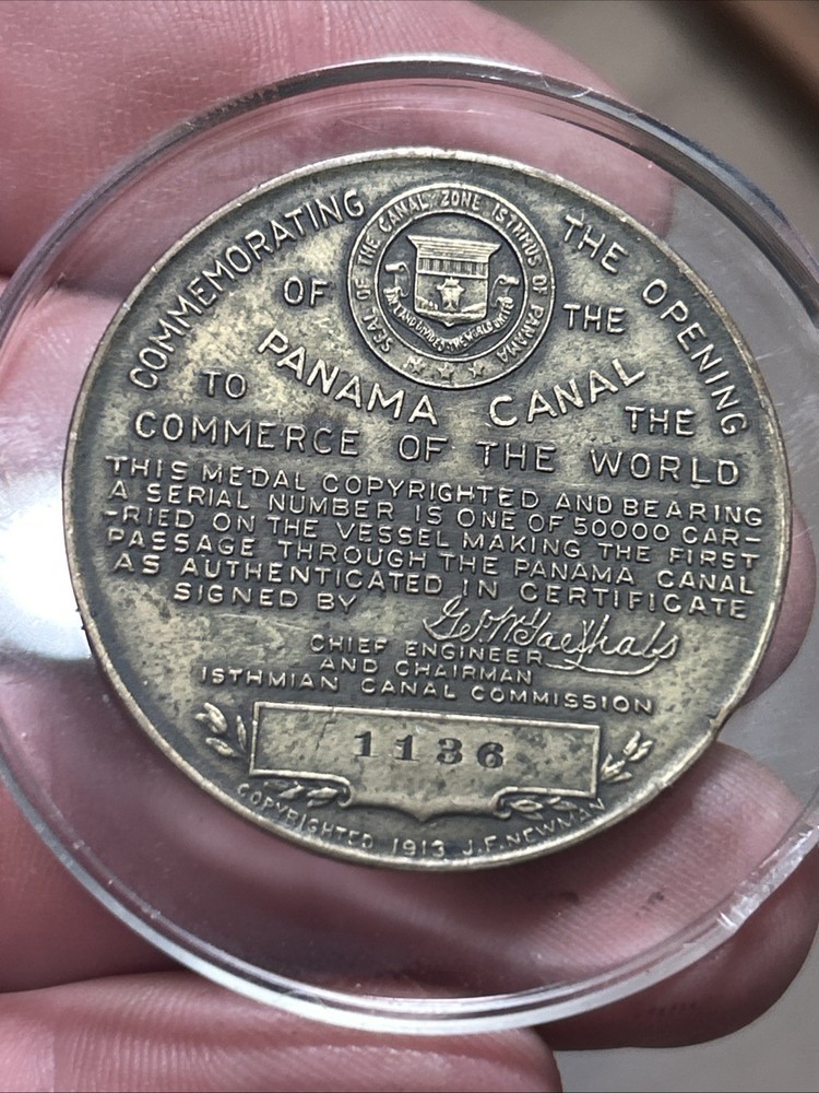 RARE 1914 PANAMA CANAL COMPLETION So-Called Dollar #1136 Bronze AUTHENTIC,