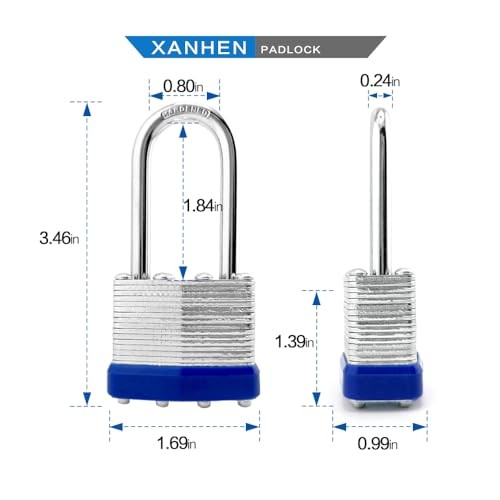 Lock Outdoor Padlocks, Key Lock, Padlocks with Same Key - Laminated 6 Pack Blue