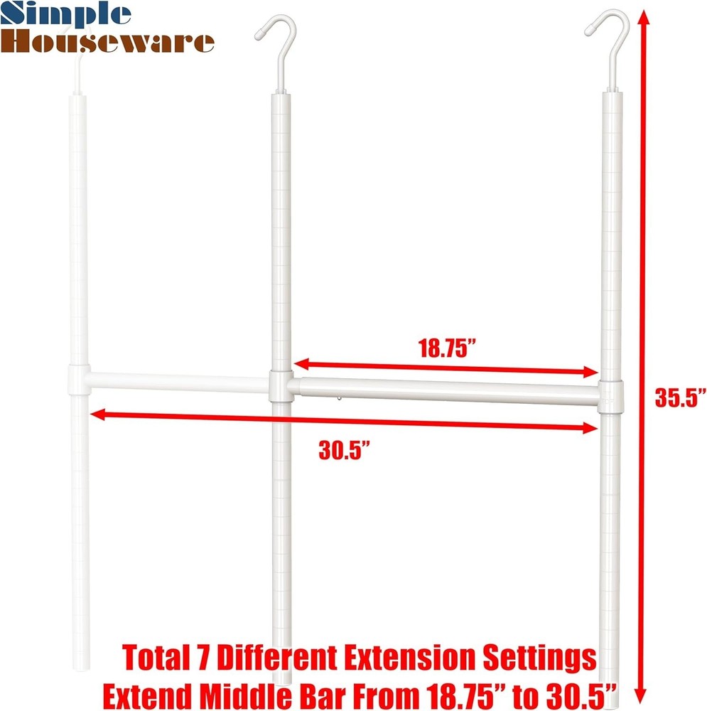 Adjustable Closet Hanging Rod, White