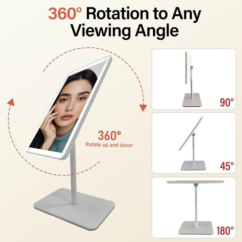 Rechargeable Makeup Mirror,360° rotation,Touch Control,3 Color Dimmable