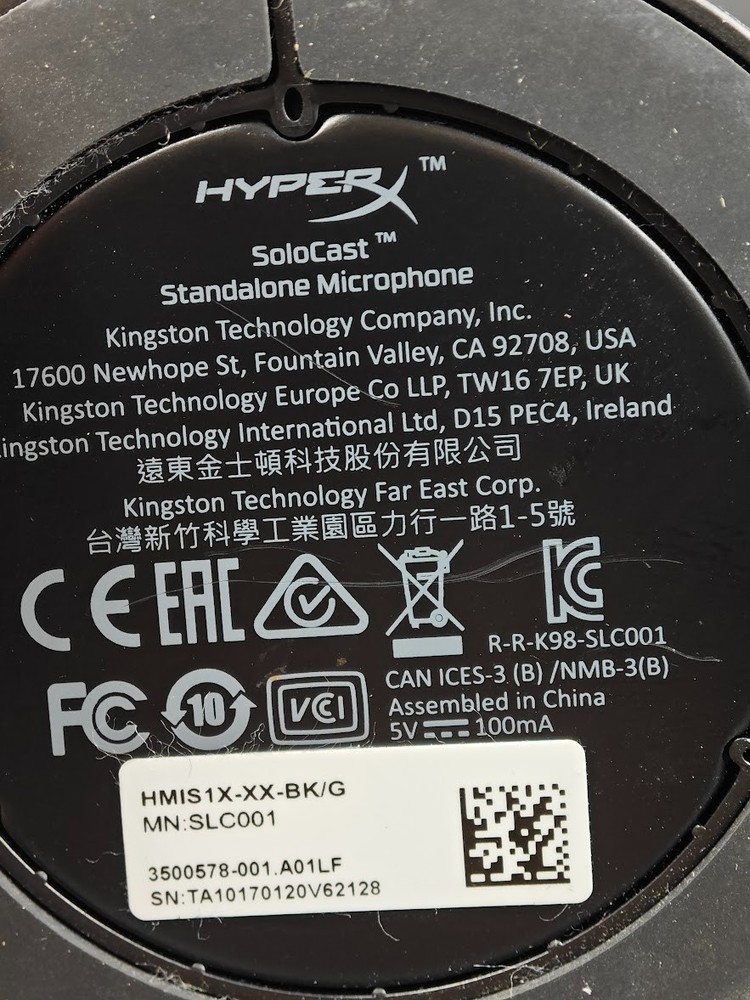 HyperX SoloCast Microphone BlackUsed Working