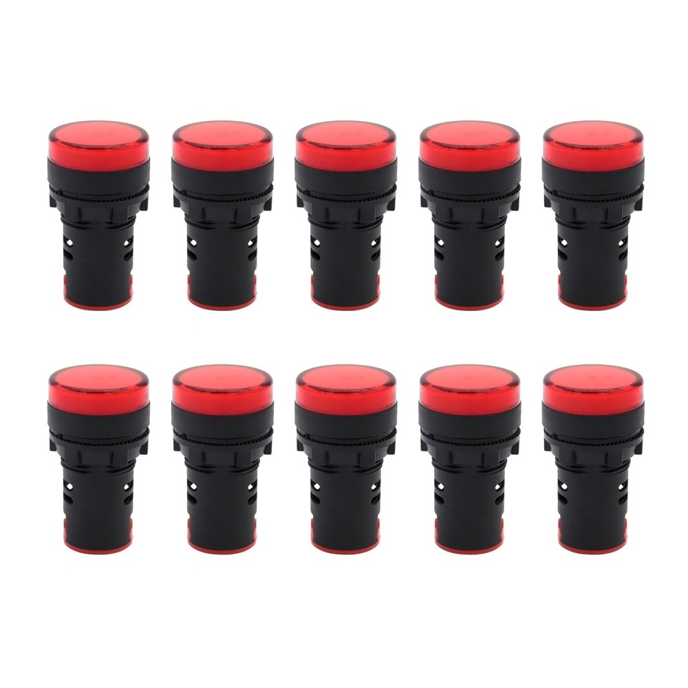 LED Indicator Light AC/DC 110V 20mA Flush Panel Mount Red 10 Pcs