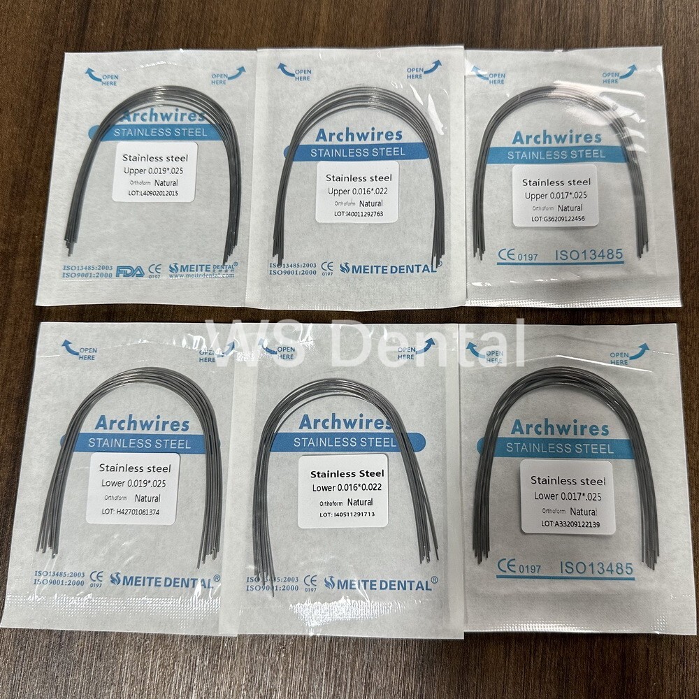 100Pc Ortho Dental Arch Wire S.S Natural Stainless Steel Wires Round Rectangular
