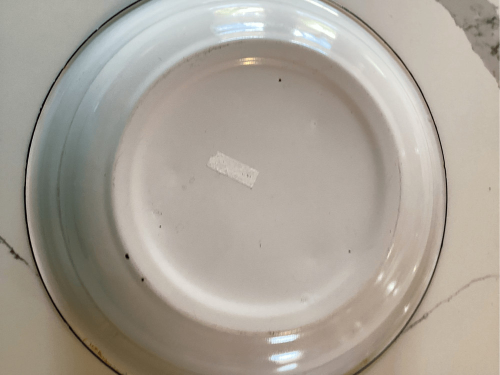 Large Crab Enamelware Bowl Pink White