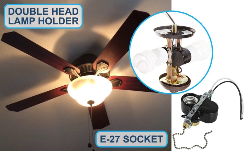 Ceiling Fan 2-Light Socket Switch for Zing Ear ZE-310D ZE-109M Pull Chain Lamp