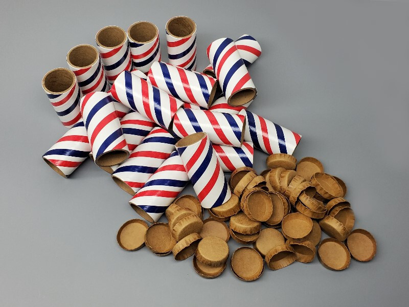 25pc 1/4 Stick Fireworks Tubes and End Plugs Red/White/Blue PYRO