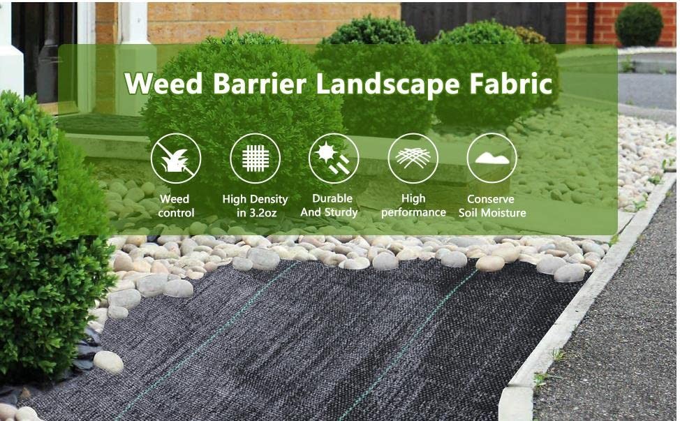 3ftx50ft Weed Barrier Landscape Fabric Heavy Duty，Weed Block Gardening Ground...