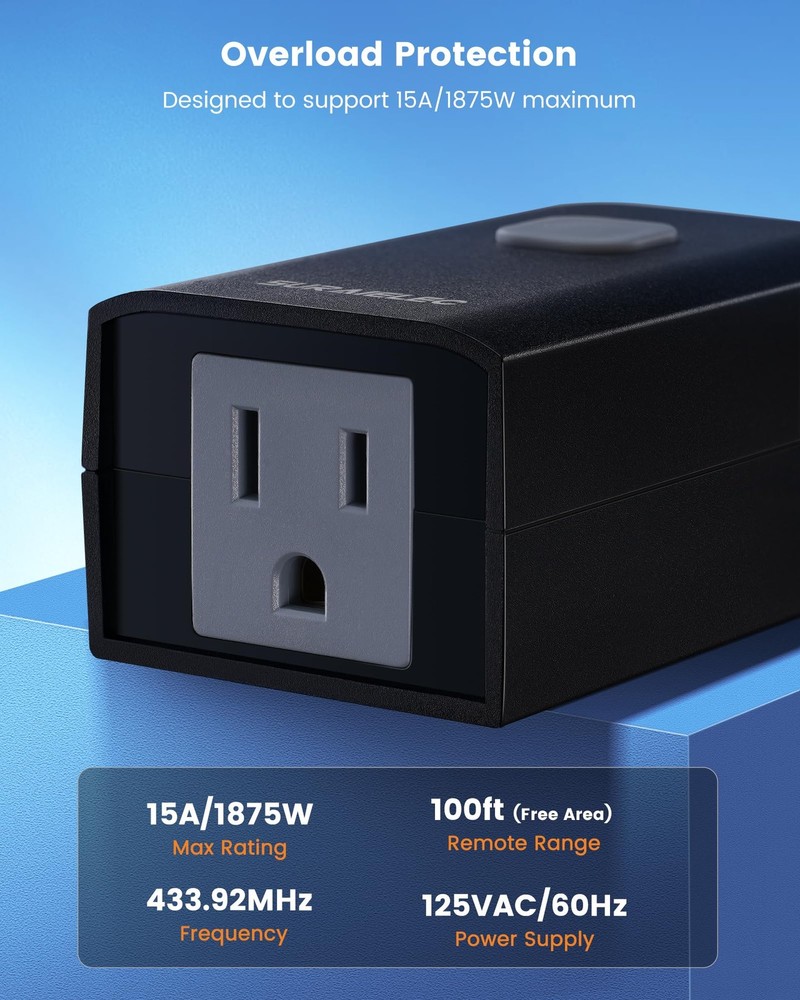 Outdoor Wireless Remote Control Outlet Kit, Waterproof Remote Power Switch, 1...