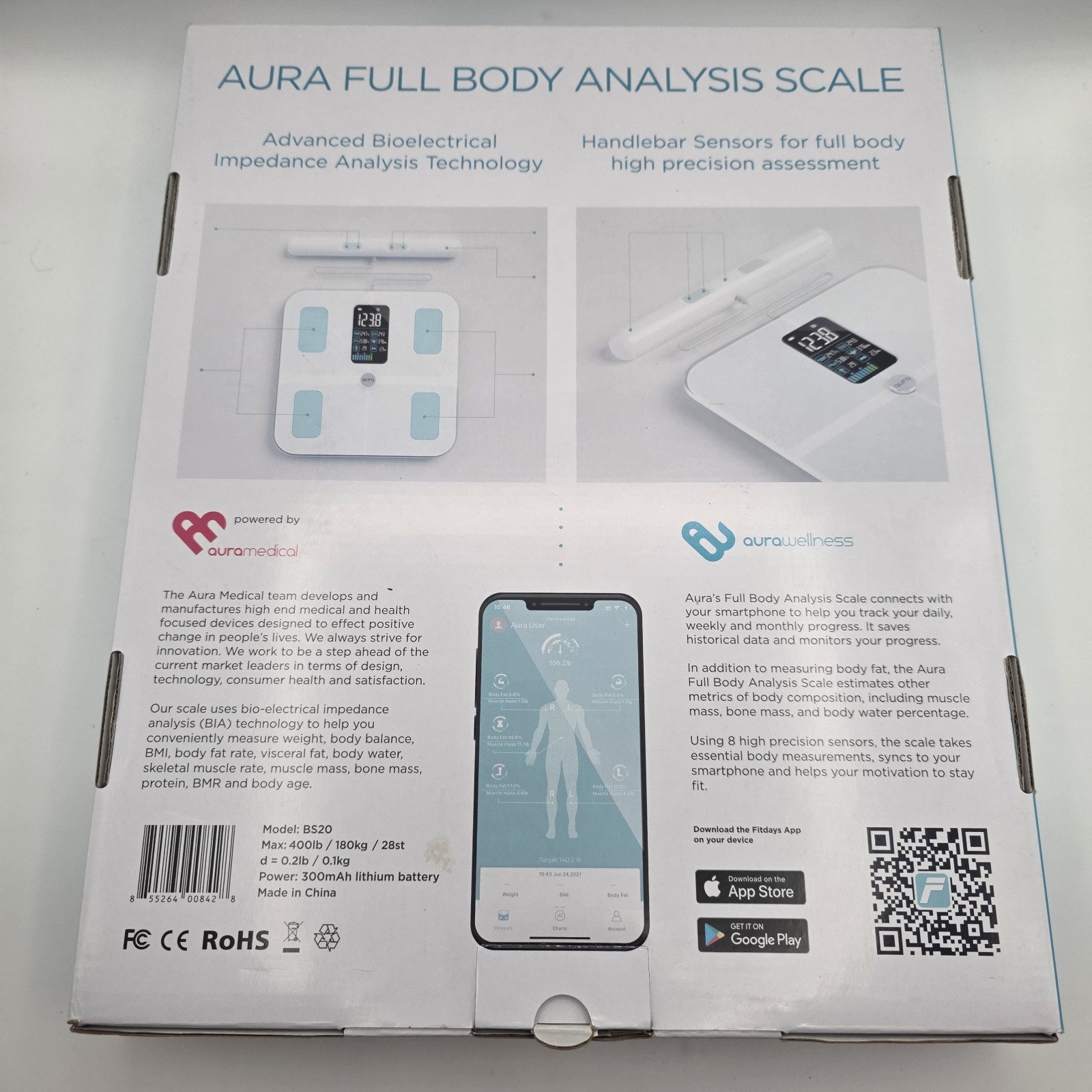 Aura Full Body Analysis Scale Bluetooth Charging Cable New (Open Box)