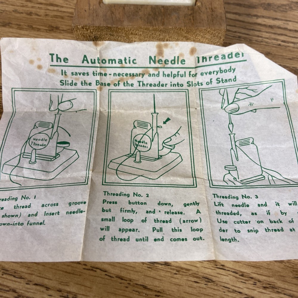 Witch Automatic Needle Threader with instructions Vintage two piece set